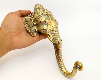 Ganesha Brass Hook, HalloweenGift, Ganesh Hook, Brass Coat Hook, Gold Hook, Ganesha Brass, Brass Clothes Hook, Halloween Decor, Wall Hook