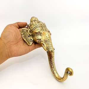 Ganesha Brass Hook, HalloweenGift, Ganesh Hook, Brass Coat Hook, Gold Hook, Ganesha Brass, Brass Clothes Hook, Halloween Decor, Wall Hook