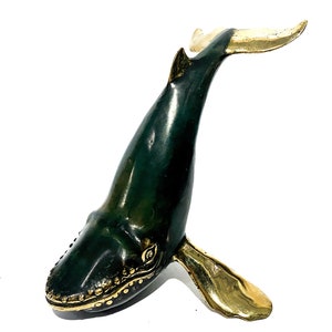 Unique Whale Bronze Sculpture 6.3 inch, Summer Gift, Fish Statue, Big Whale Home Decor, Room Decor, Handmade, Summer Decor, Gift Idea