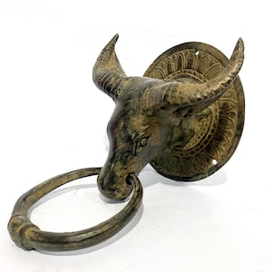 Vintage Buffalo Door Knocker, Unique Bronze Door Decor, Deer Sculpture, Home Decor, Halloween Decor, Halloween Gift, Gifts For Father, Decor