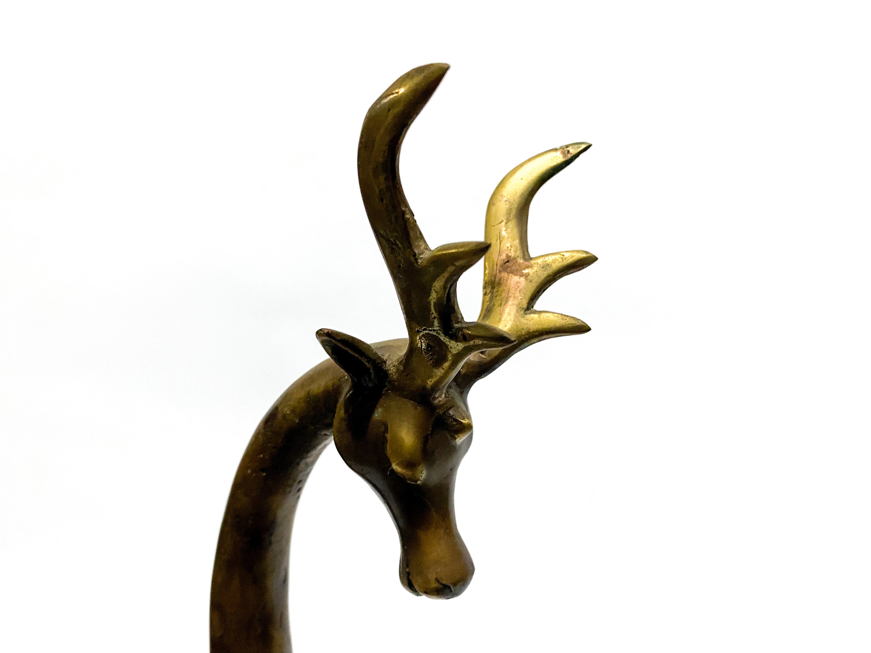 鹿の置物 12.6インチ、夏の贈り物、真鍮製の鹿の像、真鍮製の鹿の彫刻