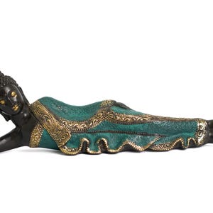 Reclining Buddha 14.6 inch Bronze Statue, Summer Gift, Sleeping Buddha Figurine, Buddha Resting Yoga Pose, Home Decor, Summer Decor