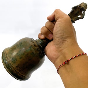 Vintage Vajra Bell Brass, Halloween Gift, Handmade Tibetan Monkey Bells Buddhist Bell Vajra, Bali Meditation Bells Boho Bohemian, Home Decor
