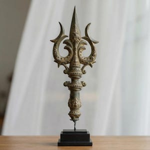 Shiva Trident Sculpture, Bajra Bronze Trisula Statue, Home Decor (18.5 inch), Gift For Summer