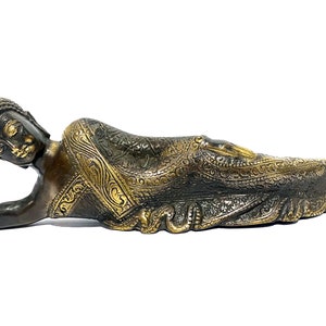 Reclining Buddha Statue, Summer Gift, Sleeping Buddha Bronze Figurine, Unique Buddha Resting Yoga Pose Art, Spiritual Yoga Decor Buddhist