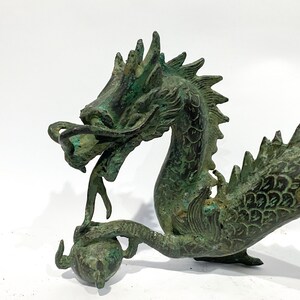 Bronze Chinese Dragon Statue, Indonesian Brass, Home Decor image 12