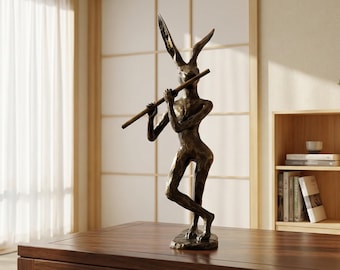 Bronze Kaninchen Skulptur, Tier Wohnkultur, Geschenke für Papa