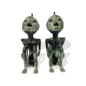 Naked African Primitive Native Tribal 15.7 inch, Summer Gift, Pair Primitive Statue, Vintage Chief Hunter Bronze, Home Decor, Gift Idea
