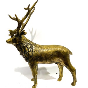 Hirsch Figur, Wohnkultur, Sommer Geschenk, Messing Große goldene Hirsch Statue, Raumdekoration, Vatertagsgeschenk, Geburtstagsgeschenk, Sommer Dekor