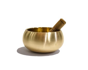 Handcrafted Brass Tibetan Singing Bowl, Meditation Decor with Mallet