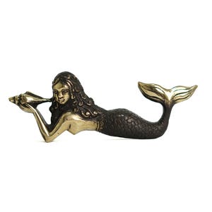 Unique mermaid Figurine 9.4&quot;, Halloween Gift, Beautiful Mermaid Brass Statue, Halloween Decor, Sea Goddes Sculpture, Home Decor, Gift Idea