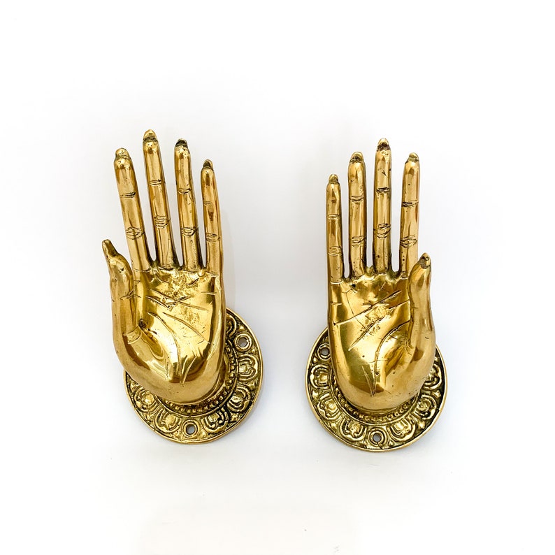 Unique Pair Gold Hand, Holiday Decoration, Gift Idea, Wall Hook, Bronze Hook, Mudra Hand Pose hook, Wall Hook, engagement presents 