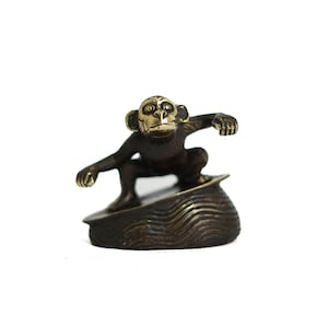 Monkey Figurine, Summer Gift, Monkey Gift, Bronze Surfing Monkey Statue, Gifts for him, gifts for her, Monkey statue, Summer Decor