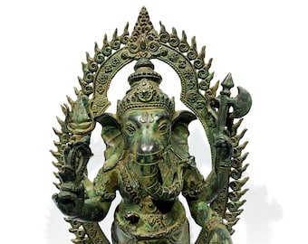 Ganesh Bronze Statue 18.1&quot;, Summer Gift, Ganesh Sculpture, Temple Decor, Wedding Gift, Holiday Decor, Birthday Gift, Home Decor,Summer Decor