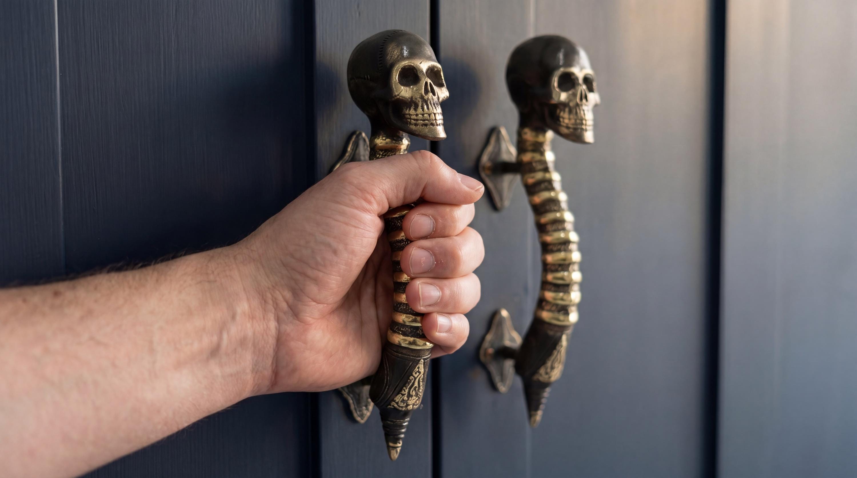Skull Door Handle Pair 11.6