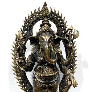 Ganesh Bronze Statue 18.1&quot;, Summer Gift, Home Decor, Ganesh Sculpture, Lord Ganesha, God Ganesha, Hindu God, Yoga Art, Ganesha Yoga Tops