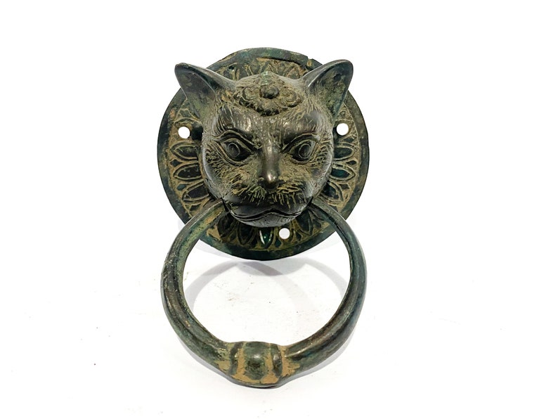 Vintage Cat Door Knocker Unique Bronze Door Decor Deer Etsy