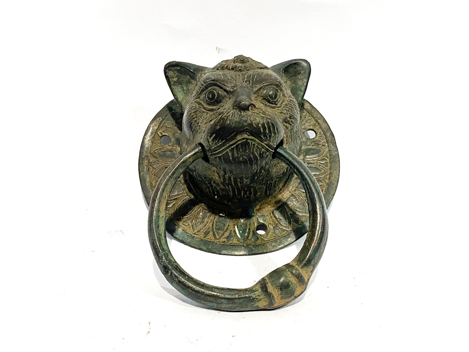 Vintage Cat Door Knocker Unique Bronze Door Decor Deer Etsy