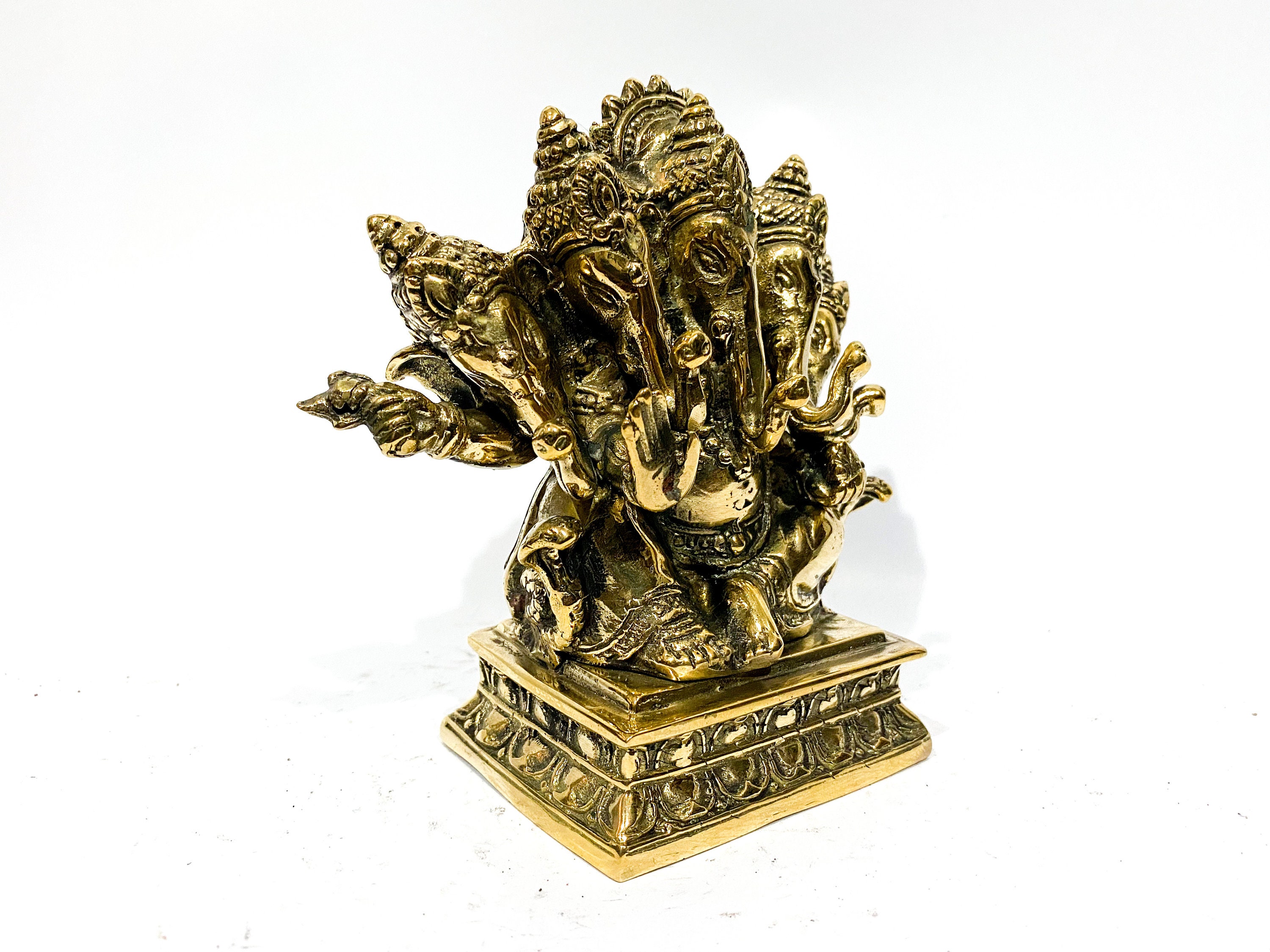 ブロンズ製ガネーシャ神像高さ33cm重さ3.4kg ブロンズガネーシャオブジェ・ブルー /H32cm/OB-112BU