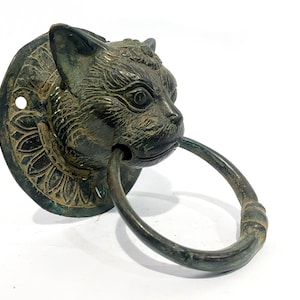 Vintage Cat Door Knocker, Unique Bronze Door Decor, Deer Sculpture, Home Decor, Summer Decor, Gifts For Father, Summer Gift, Cat Statue