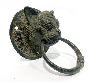 Vintage Cat Door Knocker, Unique Bronze Door Decor, Deer Sculpture, Home Decor, Summer Decor, Gifts For Father, Summer Gift, Cat Statue