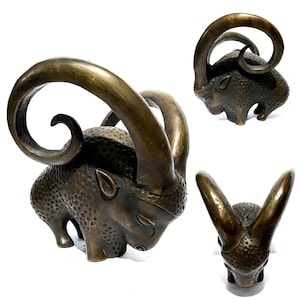Unique Ram Solid Bronze Statue, Solid Bronze Sheep Sculpture, Aries Zodiac Gift, Summer Gift, Goat Lamb Animal Decor, Gift for Him