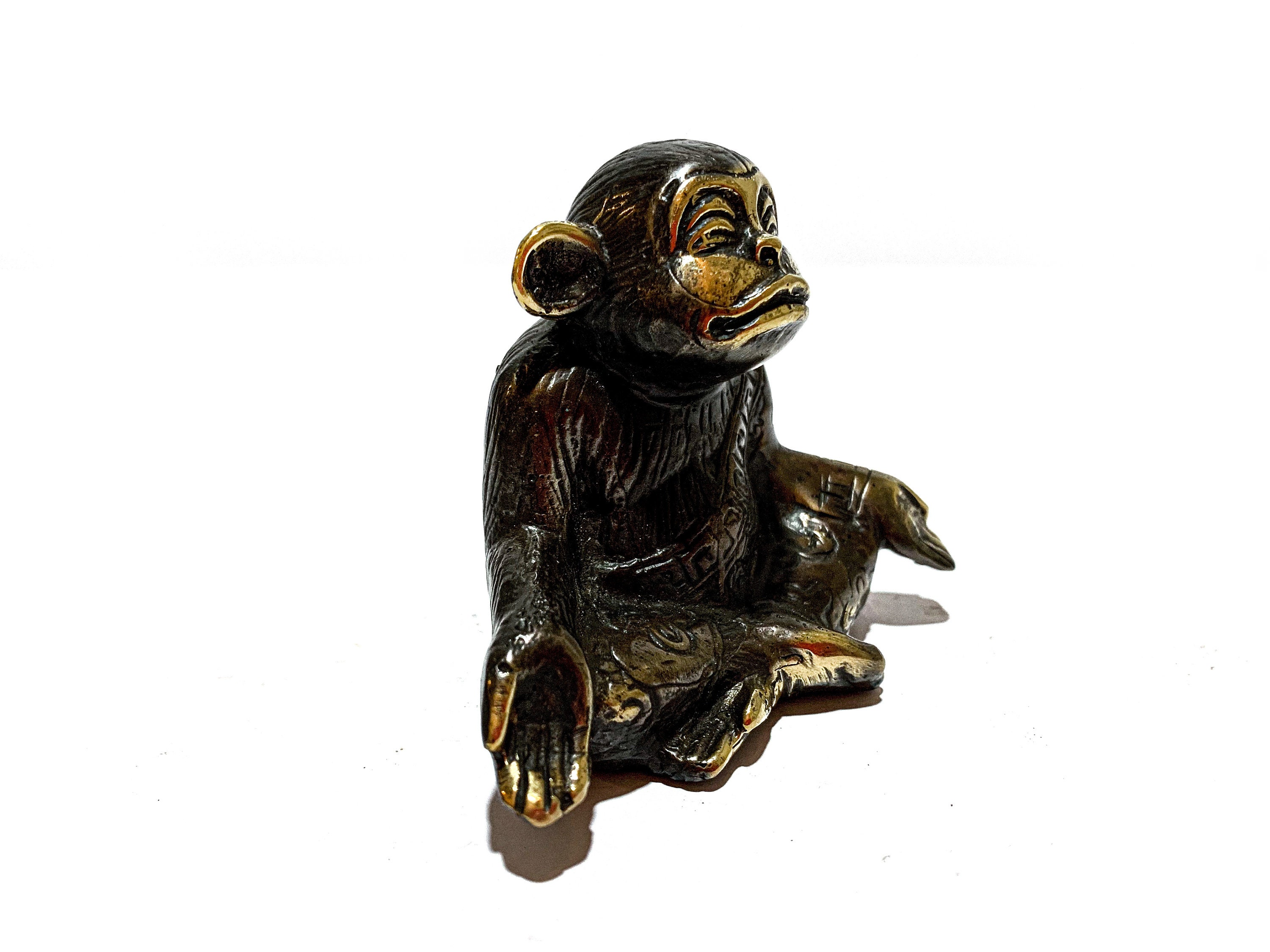 Meditating monkey statue Bronze Monkey Statue Animal Etsy
