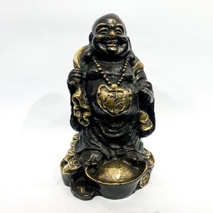 Laughing Buddha Statue 7.9&quot;, Summer Gift,  laugh buddha, Smiling Buddha Bronze, Smile Buddha Head, Happy Face, Summer Decor, Home Decor