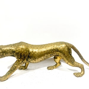 Large Brass Leopard Figurine 17.7&quot;, Summer Gift, Animal Ornament, Gold Leopard Statue, Gift For Him, Gift For Her, Leopard Sculpture