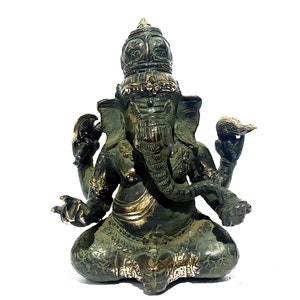 Ganesha Statue, Summer Gift, Ganesh Meditating Bronze Sculpture, Yoga Home Decor, Elephant Statue, Meditation Decor, Home Decor,Summer Decor