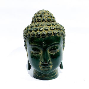 Buddha Head Statue, Summer Gift, Buddha Decor, Buddhis Art, Smiling Buddha Bronze, Smile Buddha Head Statue, Birthday Gift, Summer Decor