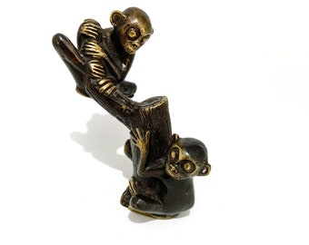 Monkey Figurine, Monkey Gift, Bronze Tree Monkey Statue, Valentine Gift, Gifts for him, gifts for her, Holiday Decor, Valentines day Gift