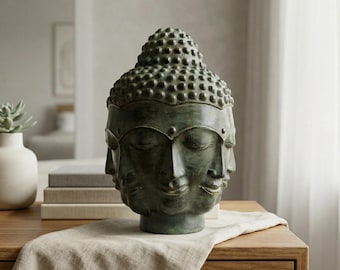 Large Multi-Face Buddha Statue, Indonesian Brass Bronze, Lost Wax Casting Home Decor