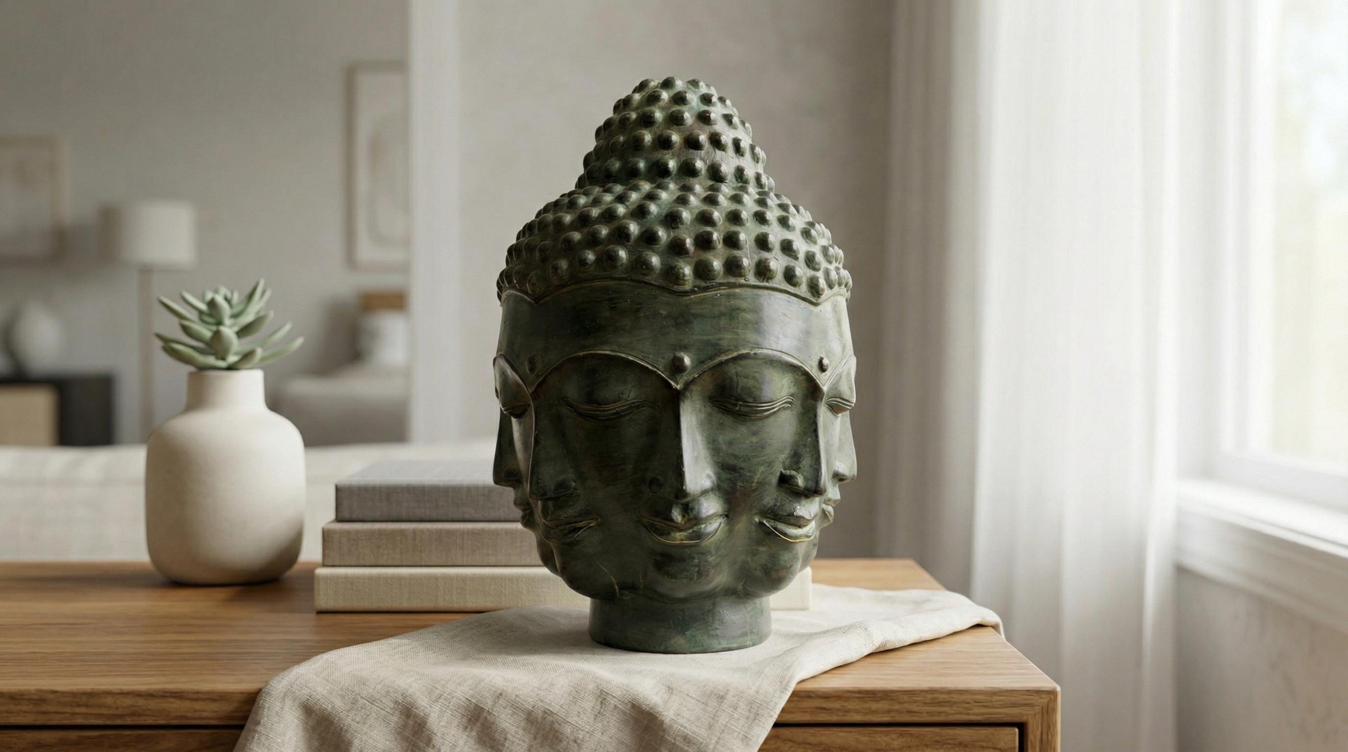 仏教美術【Buddha Head】木彫　彫刻　仏頭　仏像　ブッダ　置物 Buddha head - Etsy 日本
