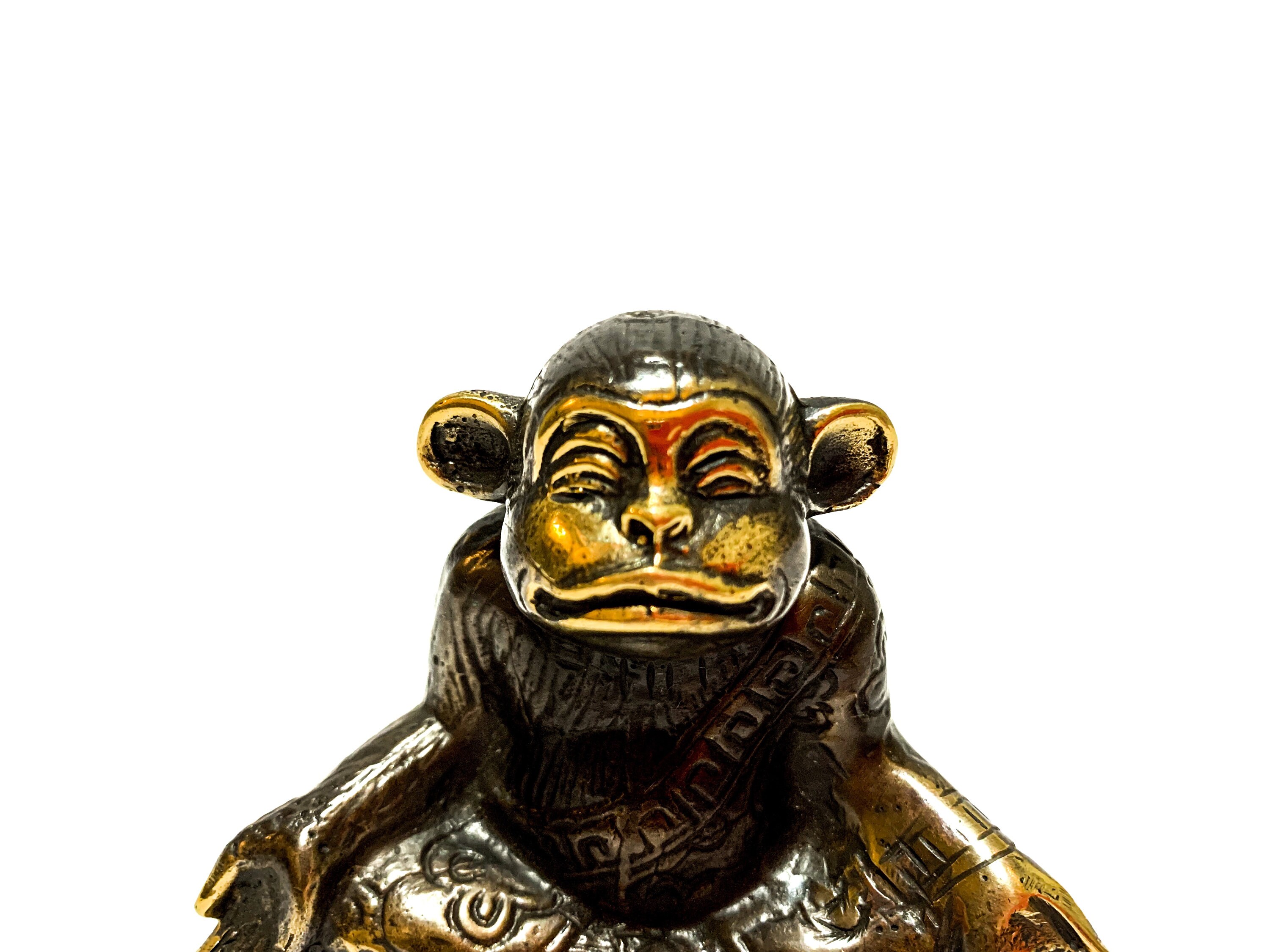 Meditating monkey statue Bronze Monkey Statue Animal Etsy