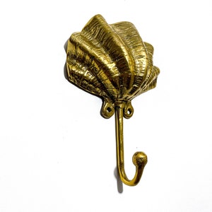 Unique clamshell Brass Hook, Halloween Gift, unique coat hook, Gifts for him, gifts for her, Brass Clothes Hook, Wall Hook, Holiday Gift