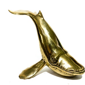 Unique Whale Brass Sculpture 6.3 inch, Summer Gift, Fish Statue, Animal, Big Whale Home Decor, Room Decor, Summer Decor, Gift Idea