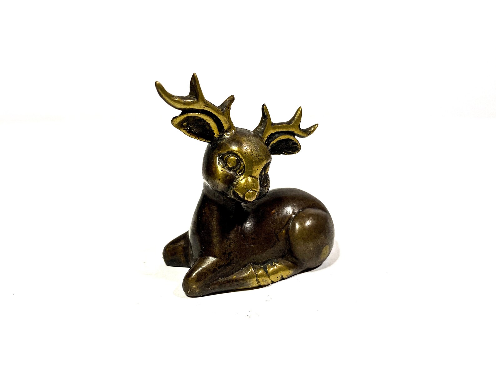 Sitting deer Brass Deer sit Figurine deer sculpture reindeer Etsy