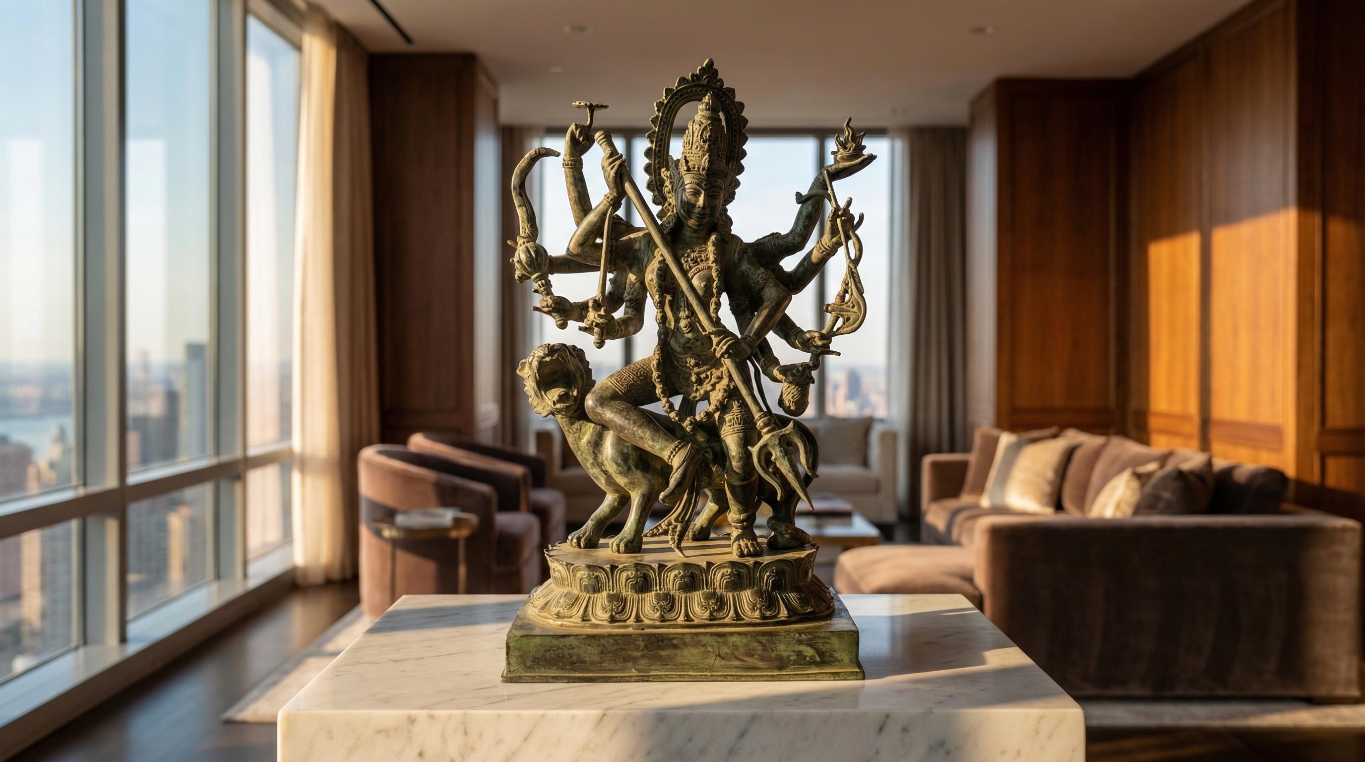 Ancient Bronze Mahakali Statue, Hindu Goddess Idol, Balinese Art, Valentine Gift
