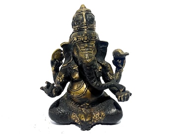 Ganesh Bronze Statue, Summer Gift, Ganesha Meditating Sculpture, Yoga Home Decor, Elephant Statue, Meditation Decor, Home Decor,Summer Decor