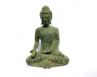 Buddha statue 9.1&quot;, Summer Gift, Antique Bronze buddha meditation statue, gifts for him, Buddha Decor, small buddha statue, Summer Decor