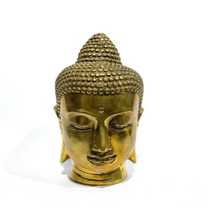 Buddha Head Statue, Summer Gift, Buddha Decor, Buddhis Art, Smiling Buddha Bronze, Smile Buddha Head Statue, Birthday Gift, Summer Decor