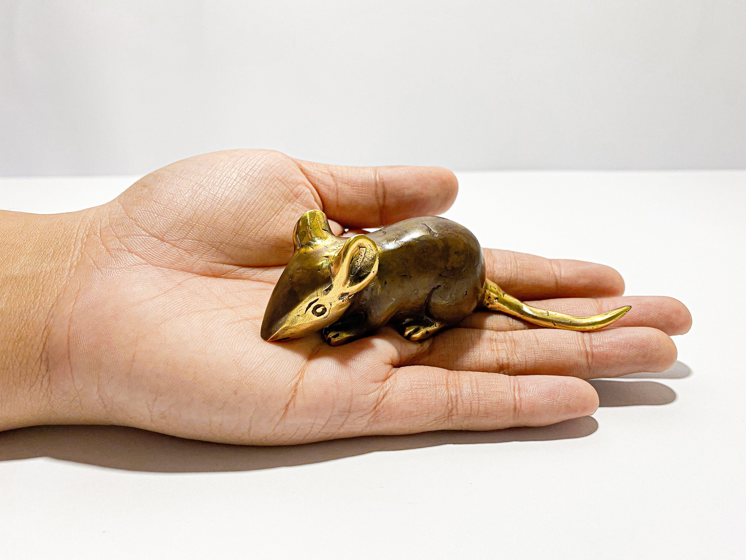 Bronze Mouse Sculpture Animal Ornament Home Decor Gift Etsy