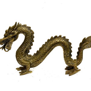 Dragon Statue 10.6&quot;, Summer Gift, Gift For Him, Bronze Chinese Dragon, Antique Statue, Mystical Animal, Birthday, Home Decor, Summer Decor