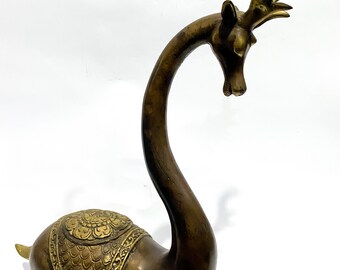 鹿の置物 12.6インチ、夏の贈り物、真鍮製の鹿の像、真鍮製の鹿の彫刻