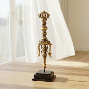 Handmade Bajra Bronze Trisula Statue, Lord Shiva Trident, Home Decor, Gift For Summer
