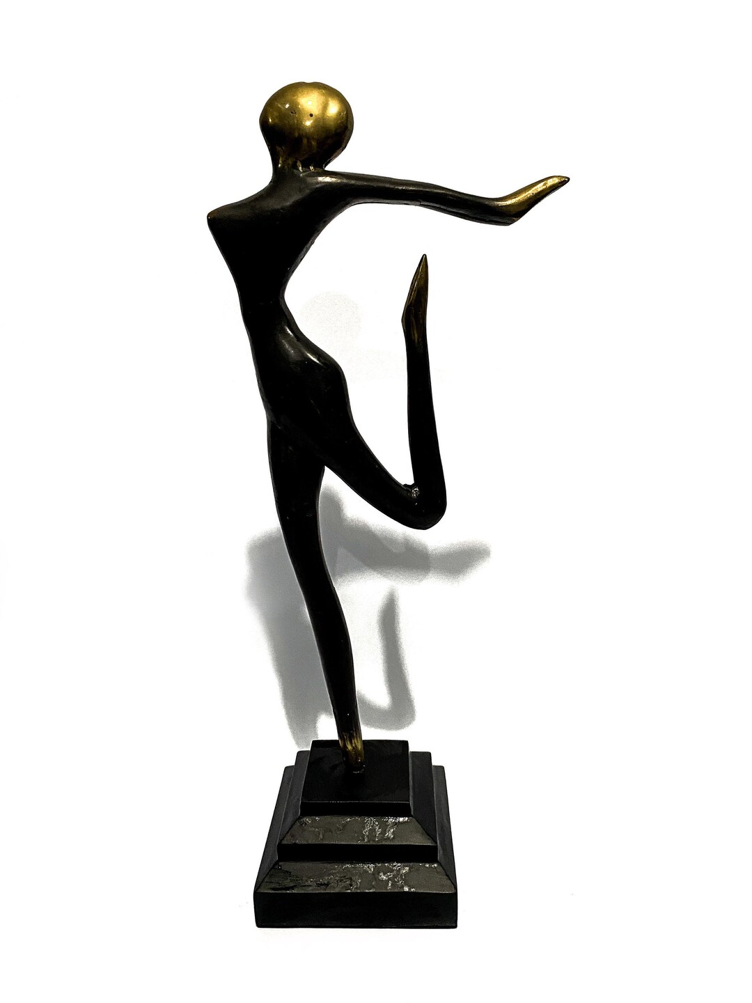 Modernist Abstract Bronze Dancing Figurine 13.8, Ballet Statue Figurine ...