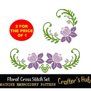 Floral Cross Stitch Machine Embroidery Pattern