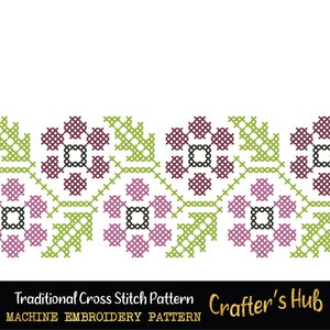 Floral Border Cross stitch machine embroidery pattern