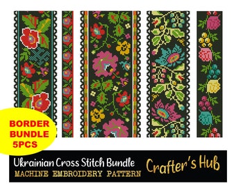 Ukrainian Floral Cross Stitch Bundle Machine Embroidery Pattern